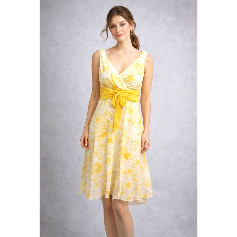 Connected Y2K dress babydoll romantic butter yellow flower spring casual women4P